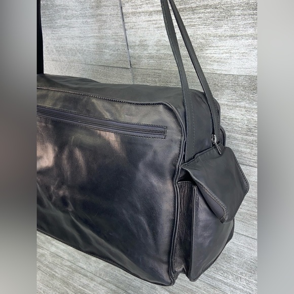 DunHill Leather Black Computer Shoulder Work Business Bag Messenger France Zip - Picture 6 of 16